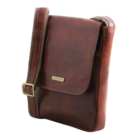 John - Leather crossbody bag for men with front zip